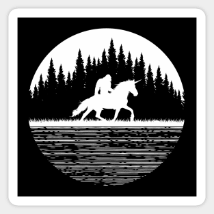 Bigfoot Riding Unicorn Sticker